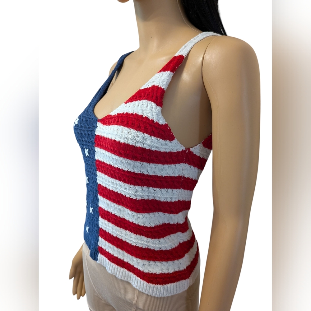 American Flag Knit Tank Top Small - Picture 3 of 12